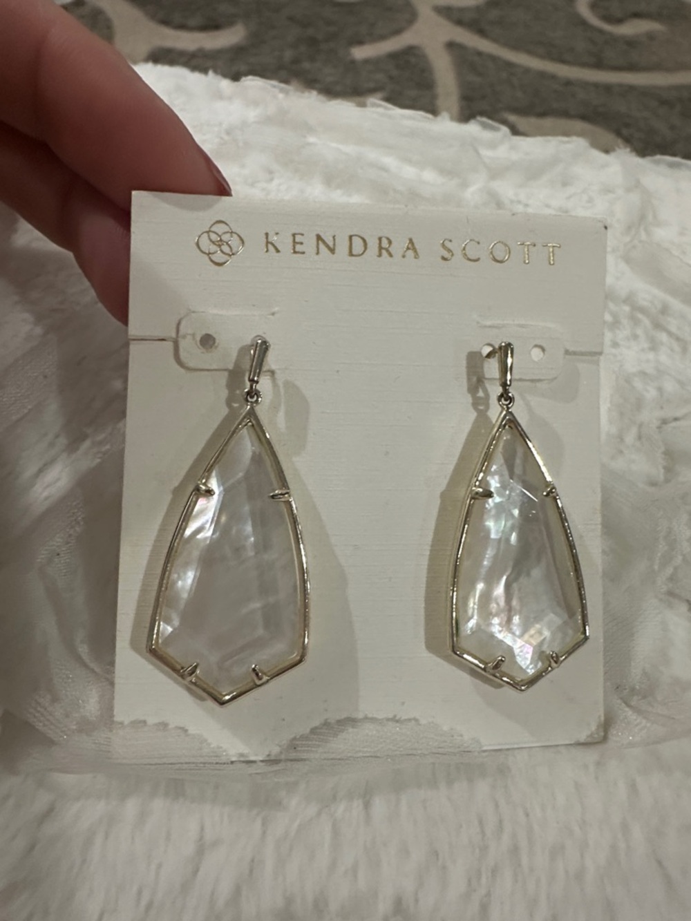 Kendra Scott Iridescent Mother of Pearl Hex Drop Earrings
